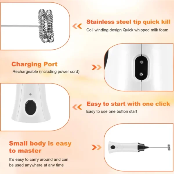 Coffee Foamer- Rechargeable (White) - Image 3