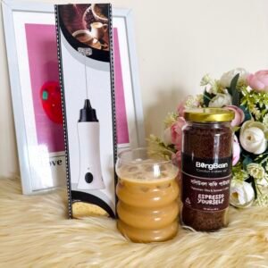 Bongbean rechargeable coffee foamer, 100gm espresso yourself black coffee, wave design glass jar combo